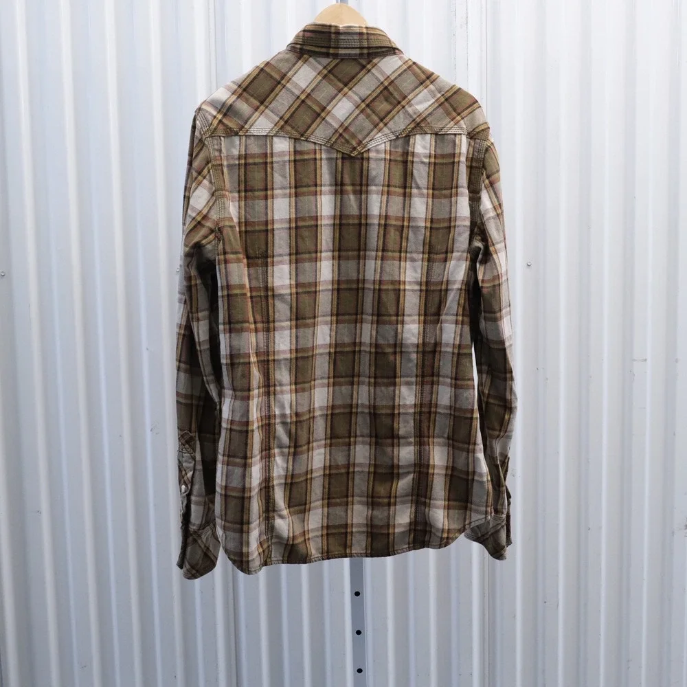 True Religion Western Shirt Mens Large Plaid Good Pearl Snap Horseshoe Pocket